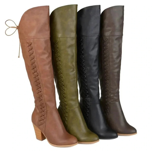 Spritz-P Wide Calf Boots Faux Leather Boots Journee Collection Size9 Olive - Picture 1 of 4